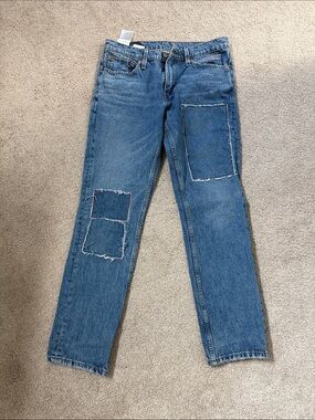 Levis 511 Straight-Leg Patchwork Denim Jeans in Blue